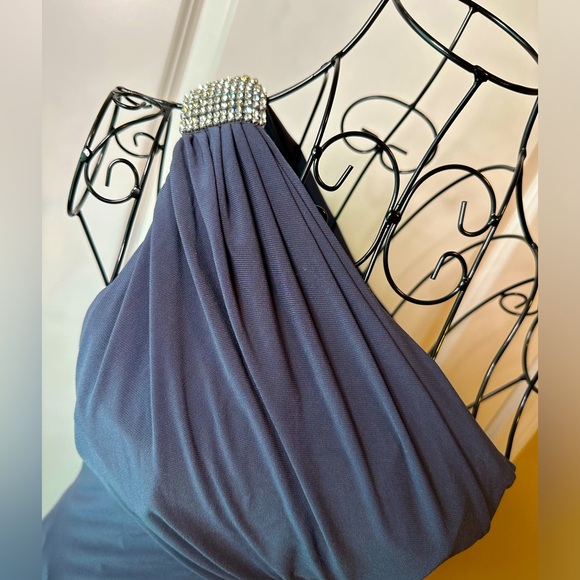 Betsy & Adam One Shoulder Charcoal Formal Dress Size 4 - Picture 4 of 6